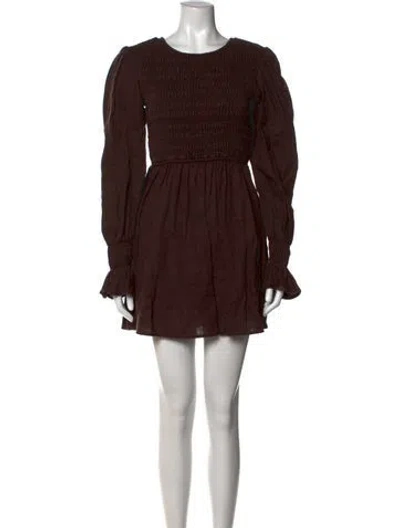 Pre-owned Dissh Linen Mini Dress In Brown