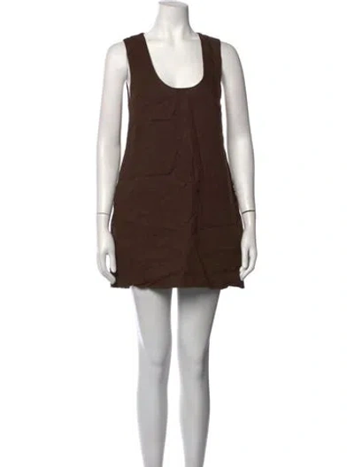 Pre-owned Dissh Linen Mini Dress In Brown