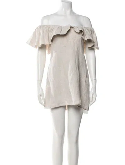 Pre-owned Dissh Linen Mini Dress In Neutral