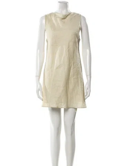 Pre-owned Dissh Linen Mini Dress In Neutral