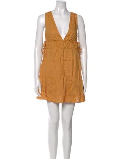 Pre-owned Dissh Linen Mini Dress In Neutral