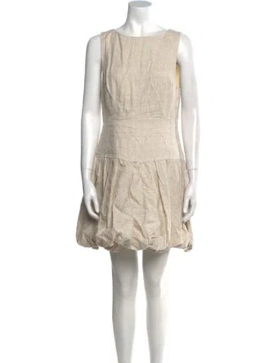 Pre-owned Dissh Linen Mini Dress In Neutral