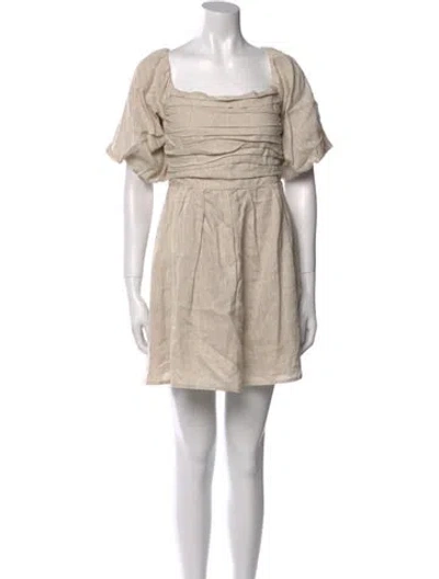 Pre-owned Dissh Linen Mini Dress In Neutral