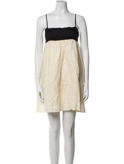 Pre-owned Dissh Linen Mini Dress In Neutral