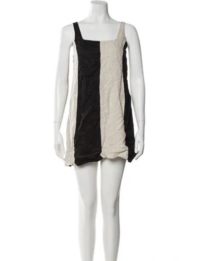 Pre-owned Dissh Linen Mini Dress In Neutral