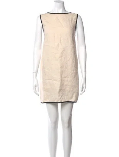 Pre-owned Dissh Linen Mini Dress In Neutral