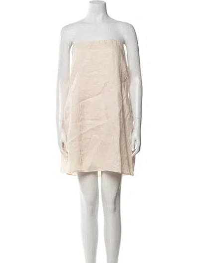 Pre-owned Dissh Linen Mini Dress In Neutral