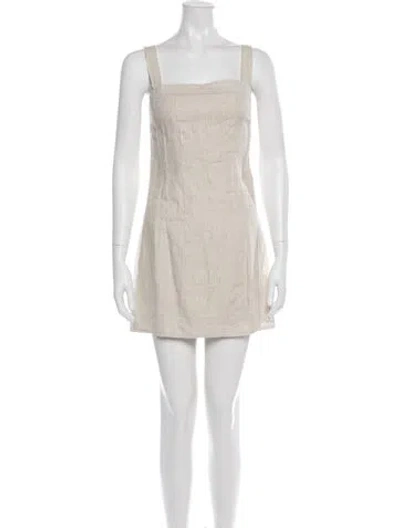 Pre-owned Dissh Linen Mini Dress In Neutral