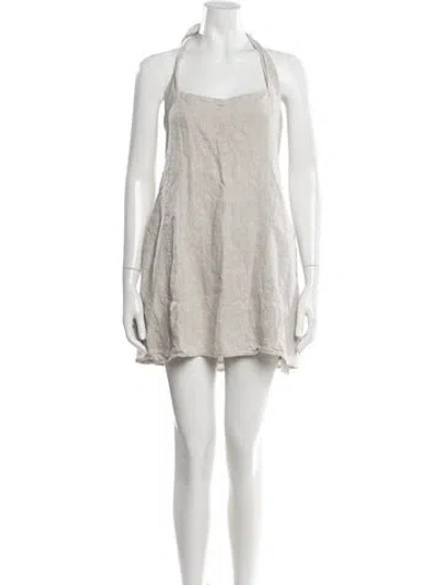 Pre-owned Dissh Linen Mini Dress In Neutral