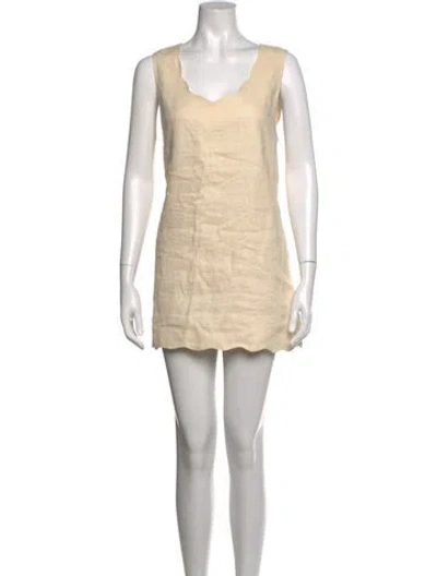 Pre-owned Dissh Linen Mini Dress In Neutrals