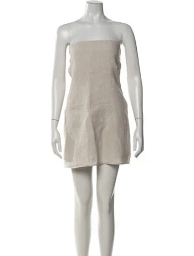 Pre-owned Dissh Linen Mini Dress In Neutrals