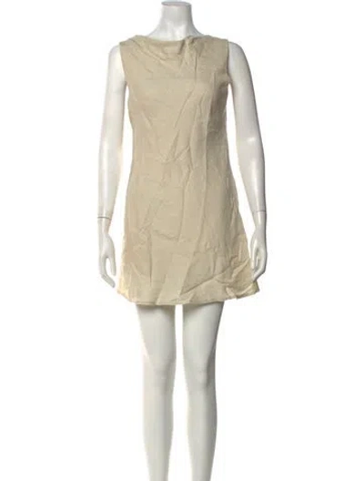 Pre-owned Dissh Linen Mini Dress In Neutrals