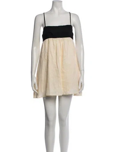 Pre-owned Dissh Linen Mini Dress In Neutrals