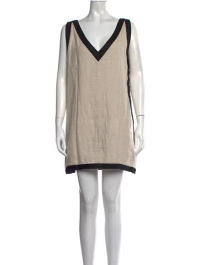 Pre-owned Dissh Linen Mini Dress In Neutrals