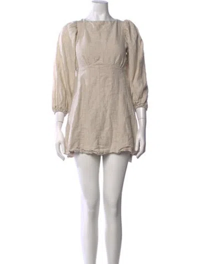 Pre-owned Dissh Linen Mini Dress In Neutrals