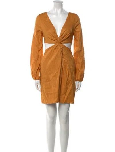 Pre-owned Dissh Linen Mini Dress In Orange