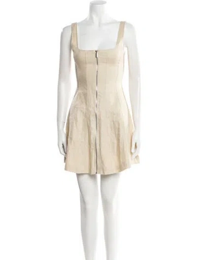 Pre-owned Dissh Linen Mini Dress W/ Tags In Neutral