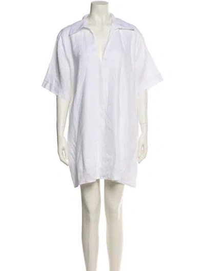 Pre-owned Dissh Linen Mini Dress In White