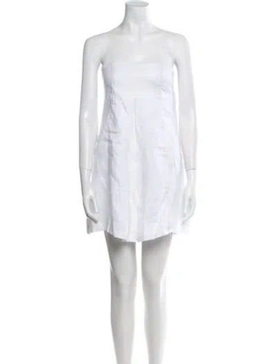 Pre-owned Dissh Linen Mini Dress In White
