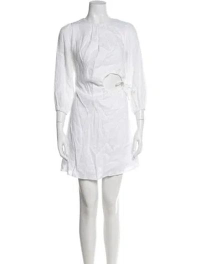 Pre-owned Dissh Linen Mini Dress In White