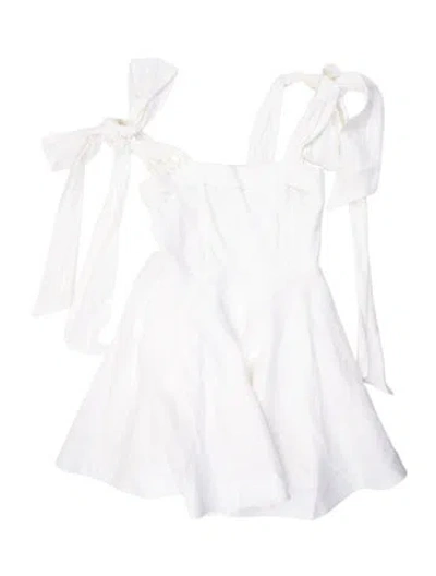 Pre-owned Dissh Linen Mini Dress In White