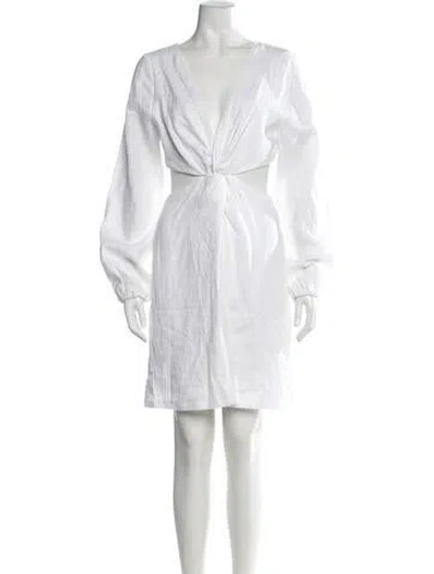Pre-owned Dissh Linen Mini Dress In White