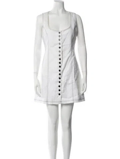 Pre-owned Dissh Linen Mini Dress In White