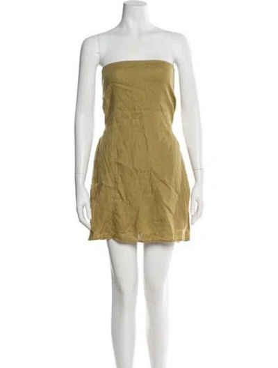 Pre-owned Dissh Linen Mini Dress In Yellow
