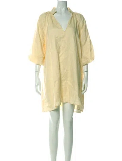 Pre-owned Dissh Linen Mini Dress In Yellow