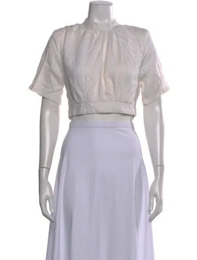 Pre-owned Dissh Linen Mock Neck Crop Top In Neutral