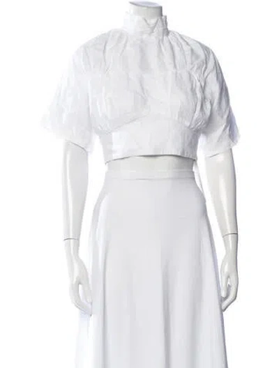 Pre-owned Dissh Linen Mock Neck Crop Top W/ Tags In White