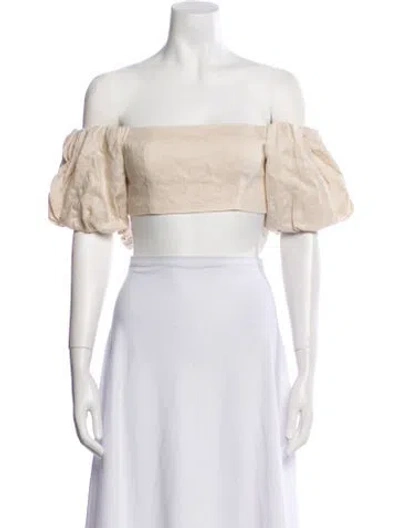 Pre-owned Dissh Linen Off-the-shoulder Crop Top In Neutral