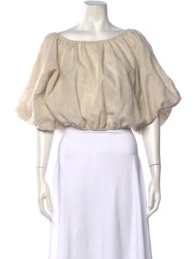 Pre-owned Dissh Linen Off-the-shoulder Top In Neutrals