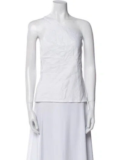 Pre-owned Dissh Linen One-shoulder Top In White