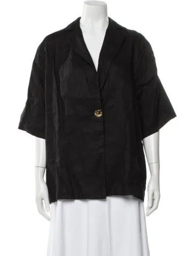 Pre-owned Dissh Linen Open Front Top In Black