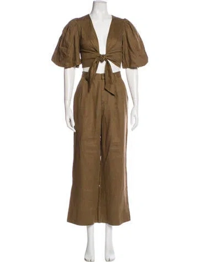 Pre-owned Dissh Linen Pant Set In Green