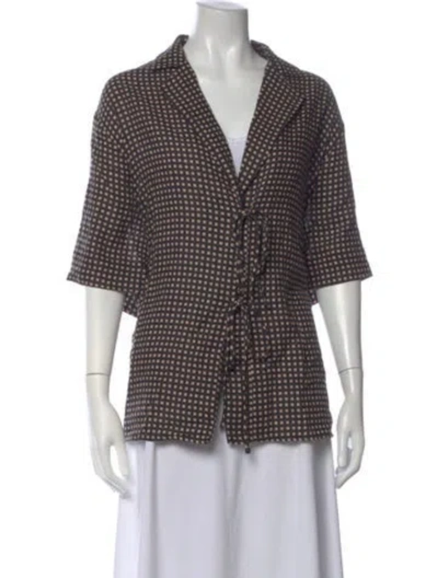 Pre-owned Dissh Linen Plaid Print Top In Multicolor