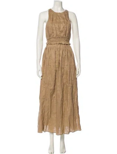 Pre-owned Dissh Linen Pleated Accents Skirt Set In Neutral