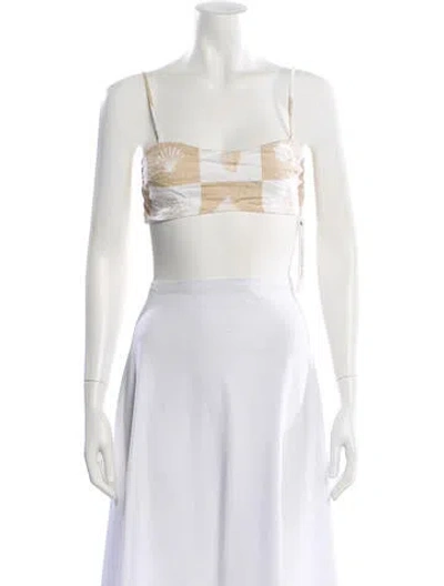 Pre-owned Dissh Linen Printed Crop Top In Multi