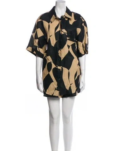 Pre-owned Dissh Linen Printed Short Set