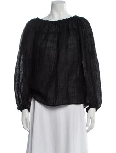 Pre-owned Dissh Linen Scoop Neck Blouse W/ Tags In Gray