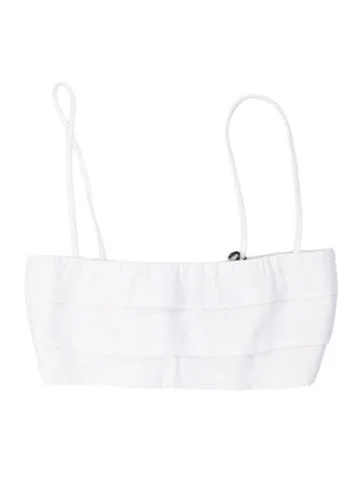 Pre-owned Dissh Linen Scoop Neck Crop Top W/ Tags In White