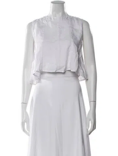 Pre-owned Dissh Linen Scoop Neck Top In White