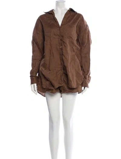 Pre-owned Dissh Linen Short Set In Brown