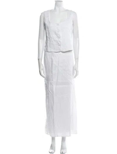 Pre-owned Dissh Linen Skirt Set In White