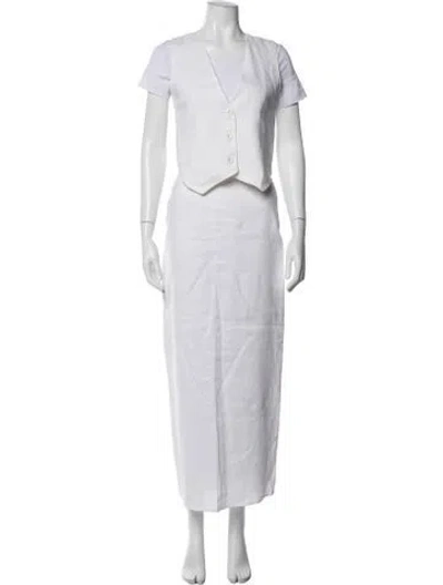 Pre-owned Dissh Linen Skirt Set In White