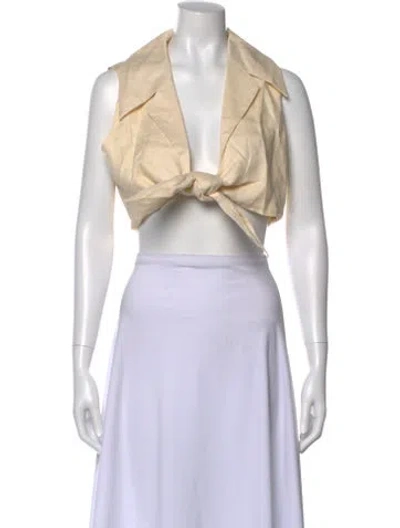 Pre-owned Dissh Linen Sleeveless Crop Top In Neutral