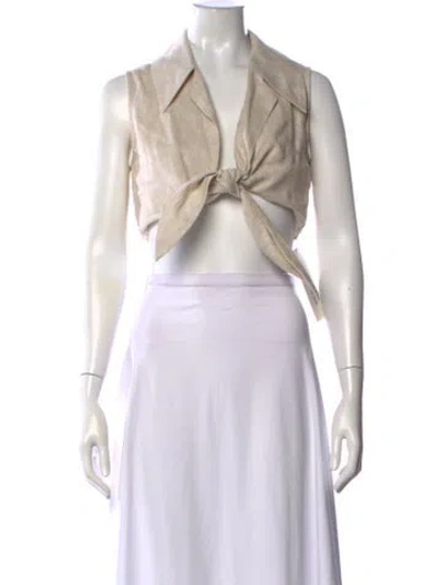 Pre-owned Dissh Linen Sleeveless Crop Top In Neutral