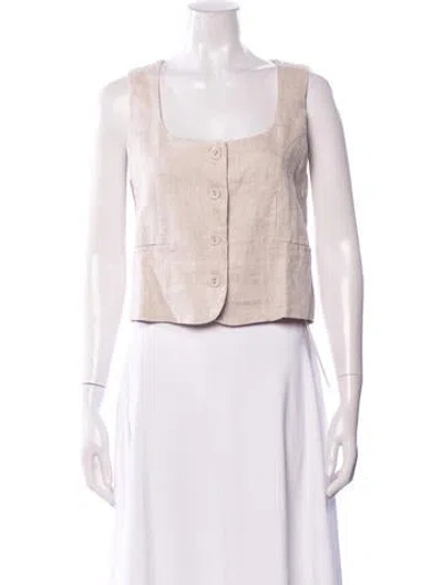 Pre-owned Dissh Linen Sleeveless Top In White