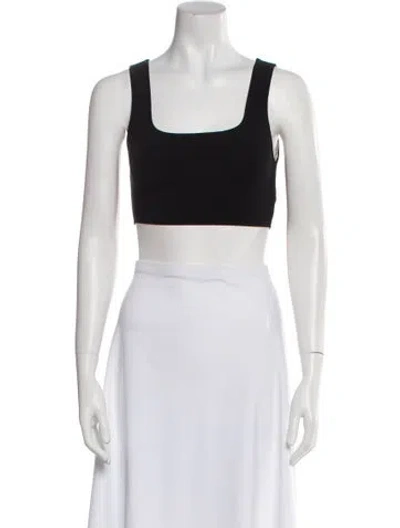 Pre-owned Dissh Linen Square Neckline Crop Top In Black